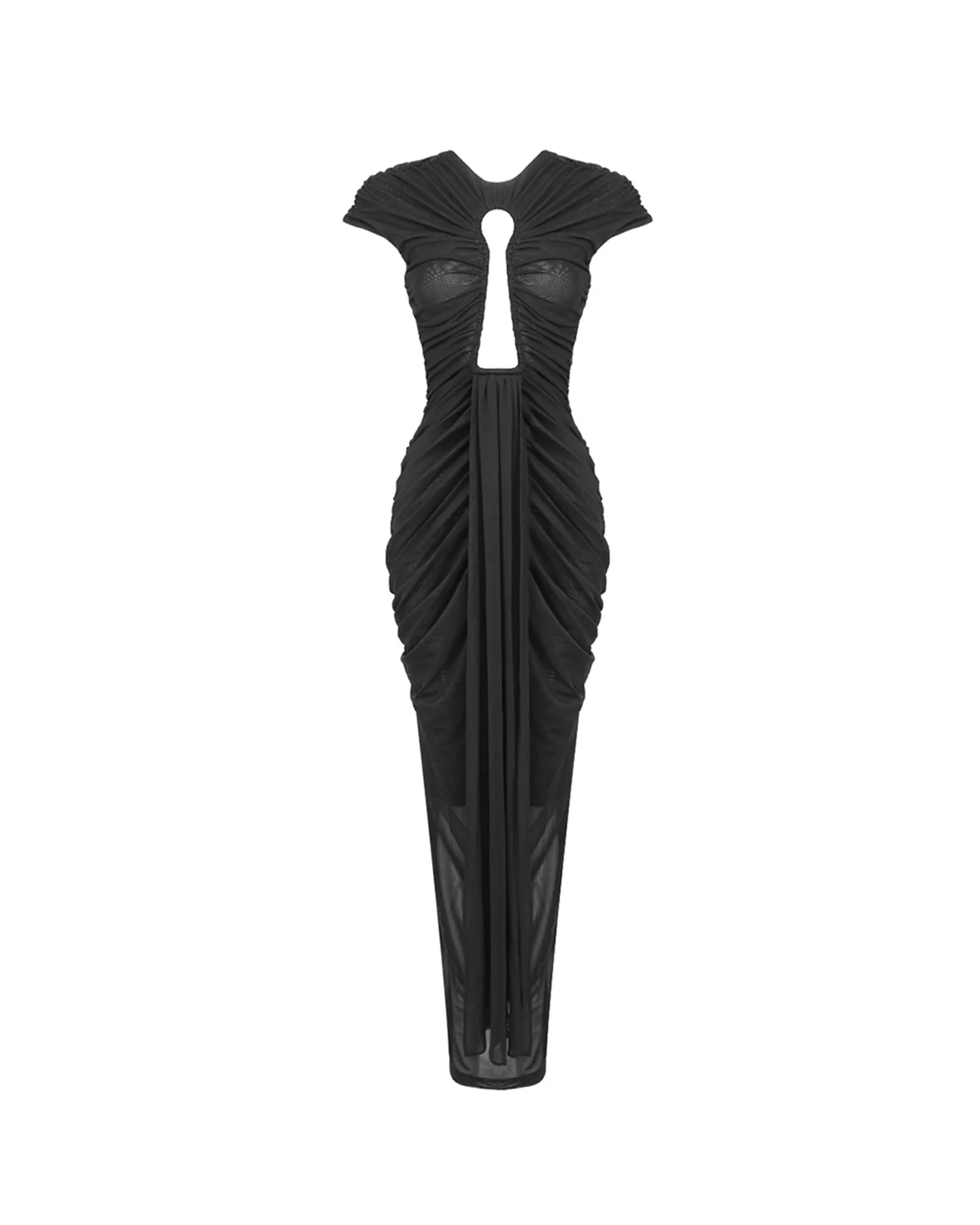 Black Retro Maxi Dress with Keyhole Detail