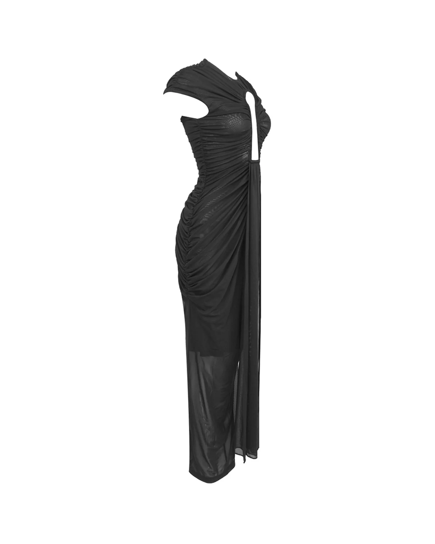 Black Retro Maxi Dress with Keyhole Detail